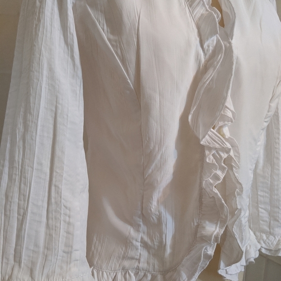 Vintage ruffled white open cardigan blazer - Picture 5 of 8